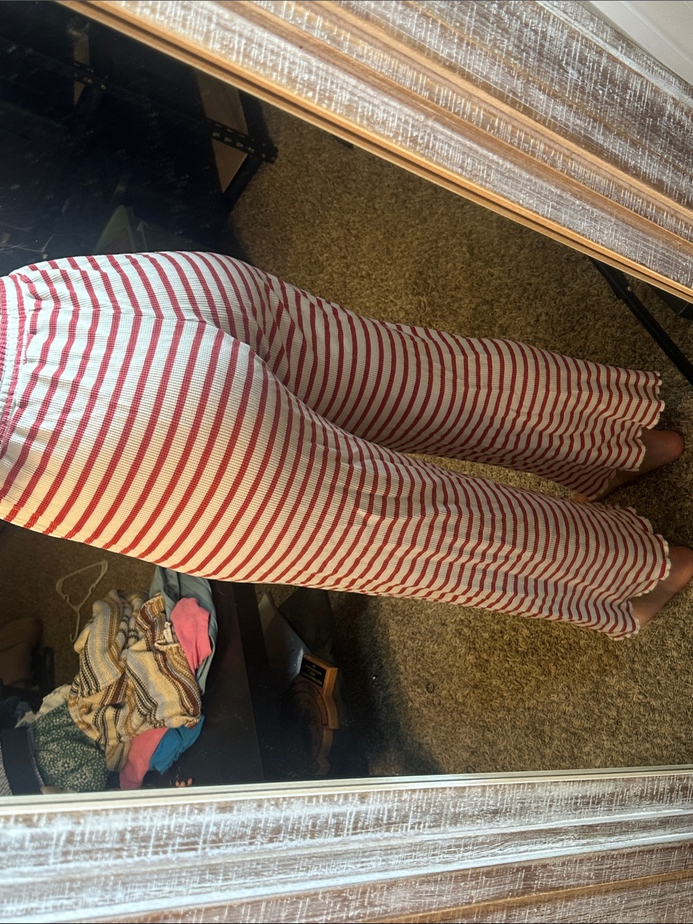 Beach Riot Striped Wide-Leg Lounge Pants - Red and White - Picture 2 of 5